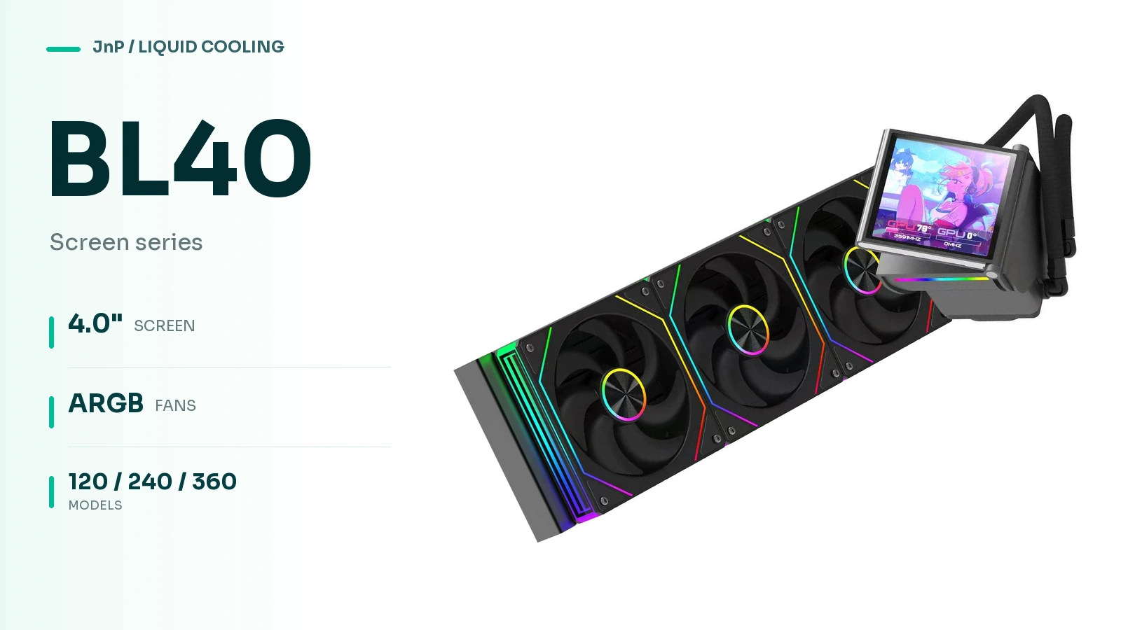 BL40: 4.0 inch screen, ARGB fans, 120 / 240 / 360 models