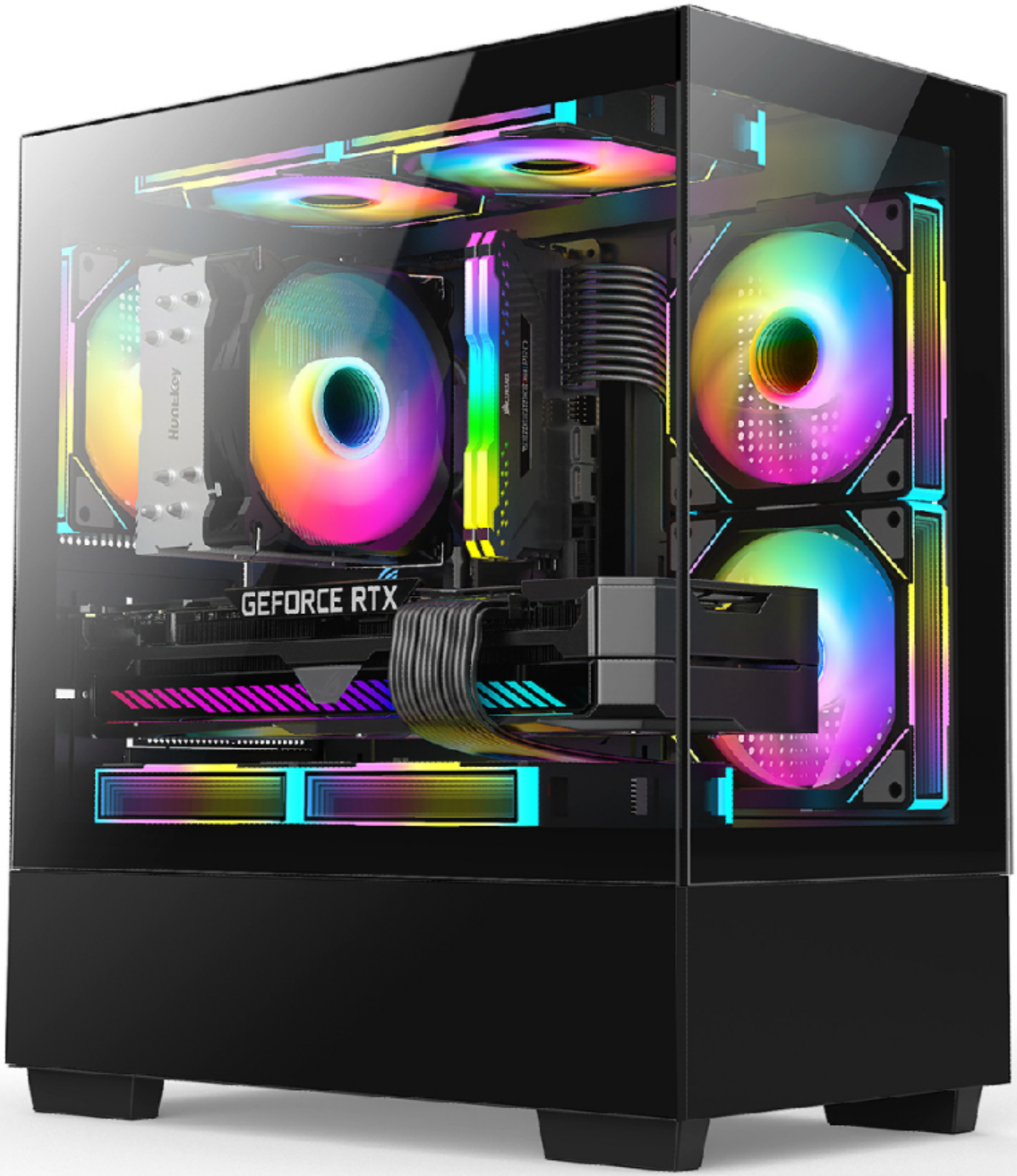 JnP B40 black M-ATX PC case in a complete front three-quarter view