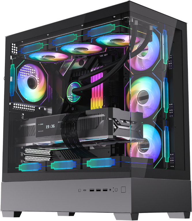 JnP TB01 black panoramic E-ATX PC case